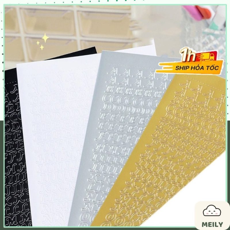 Sticker chữ cái ánh bạc kiểu viết tay cổ điển STI57