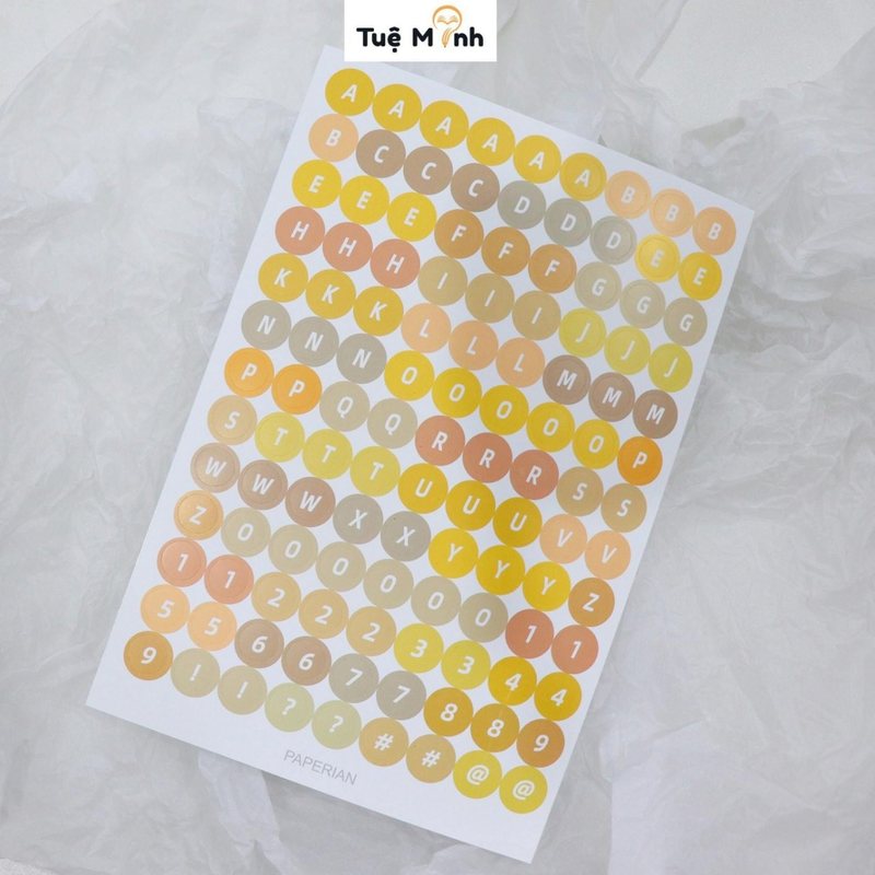 Sticker chữ cái in hoa màu pastel xinh xắn STI56 - Vàng