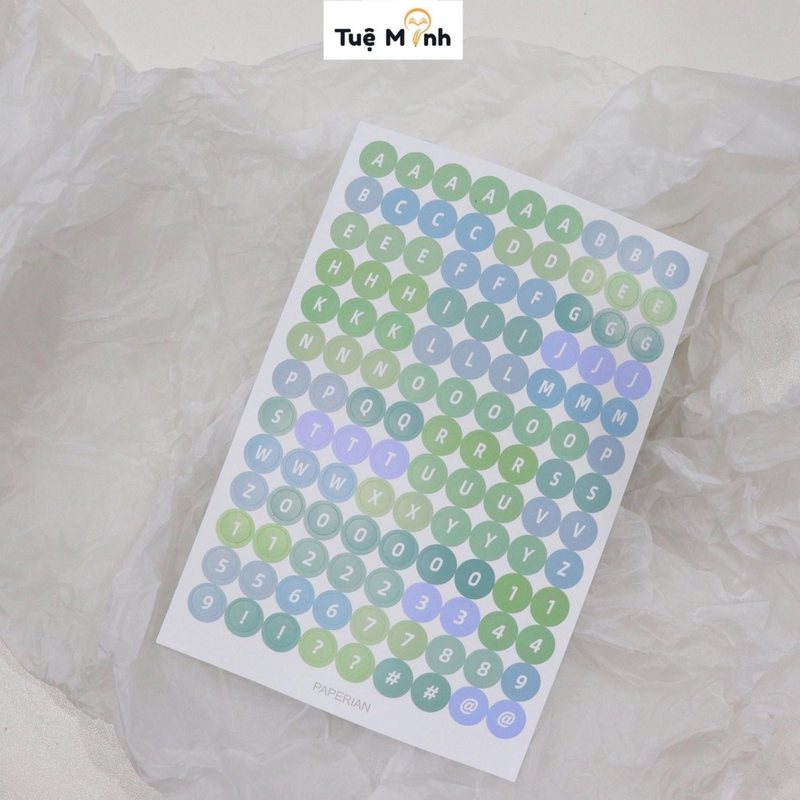Sticker chữ cái in hoa màu pastel xinh xắn STI56 - Xanh lá