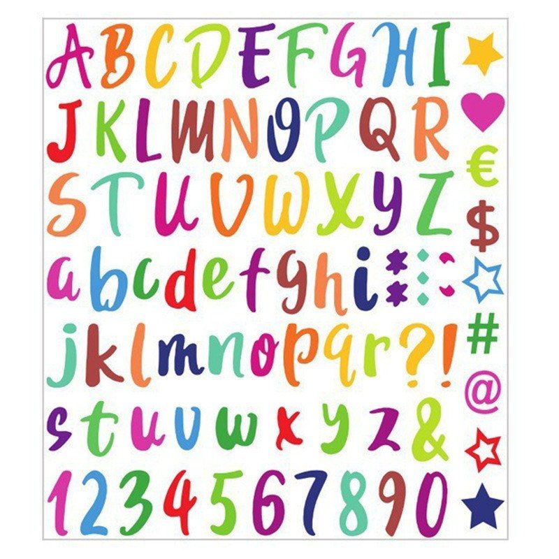 Sticker Chữ Cái & Ký Tự Đặc Biệt Nhiều Màu STI128