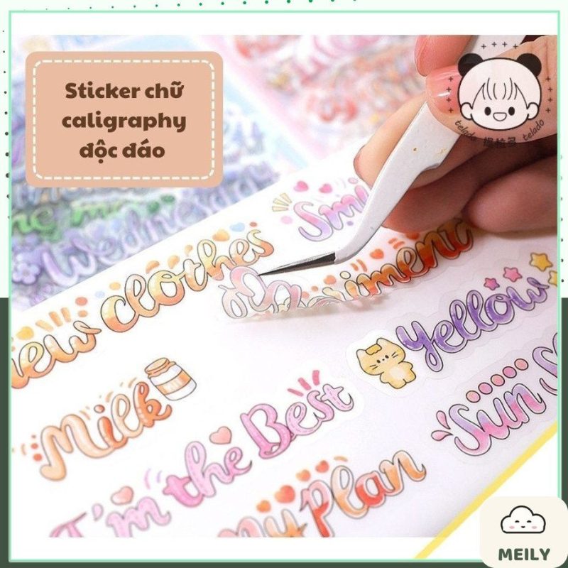Sticker nhãn dán chữ calligraphy độc đáo dán sổ
