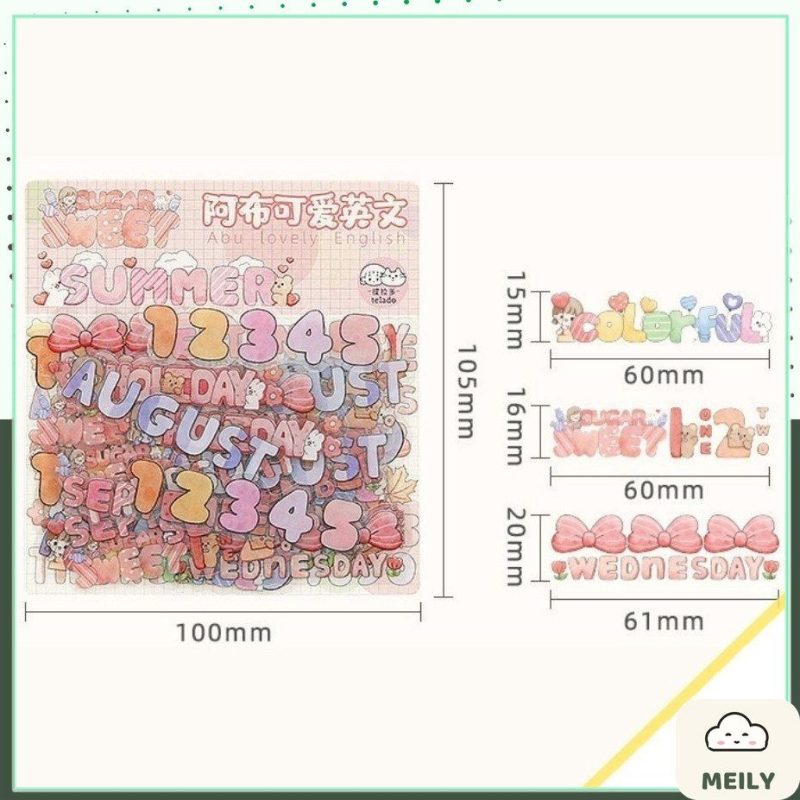 Sticker chữ tiếng anh cute nhãn dán sổ trang trí STI64