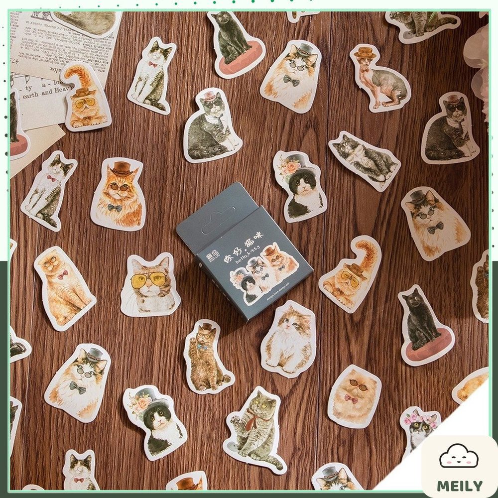 Sticker mèo cute hộp 46 sticker hoạt hình Mèo STI62