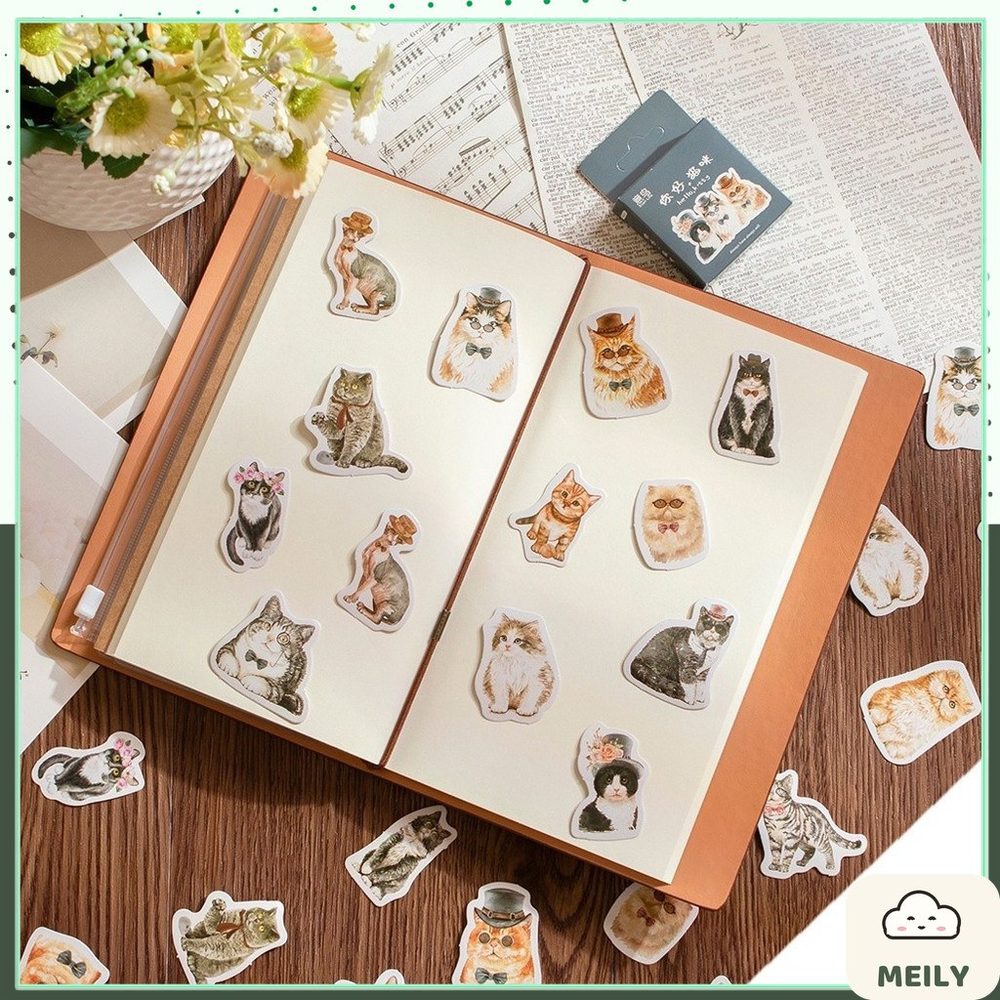 Sticker mèo cute hộp 46 sticker hoạt hình Mèo STI62