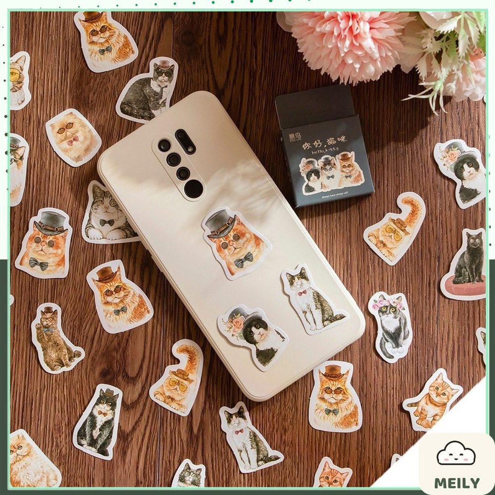 Sticker mèo cute hộp 46 sticker hoạt hình Mèo STI62