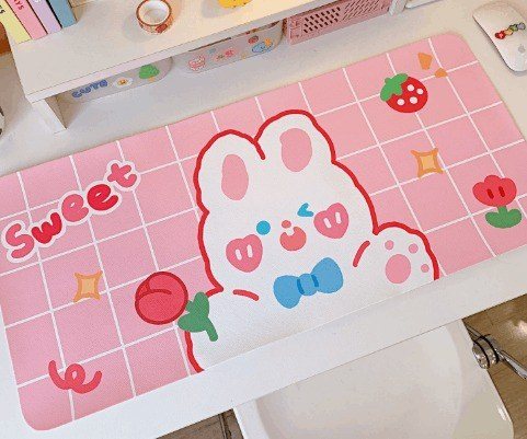 Tấm lót kê bàn phím, chuột máy tính K92 - Thỏ trắng