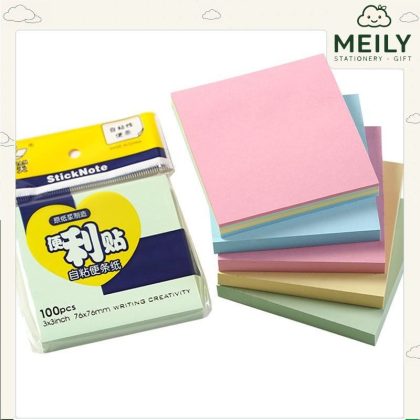 Tập 100 tờ note ghi chú 4 màu pastel Baoke, giấy trang trí màu trơn NO36