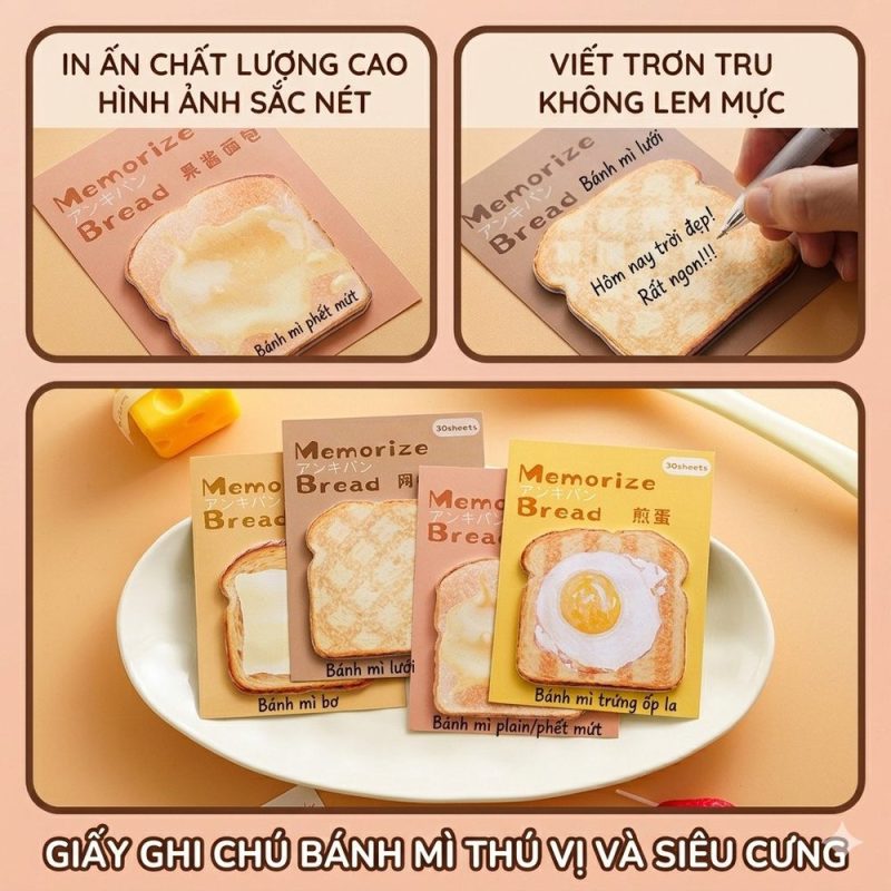 Tập 30 Tờ Giấy Ghi Chú Bánh Mì NO71