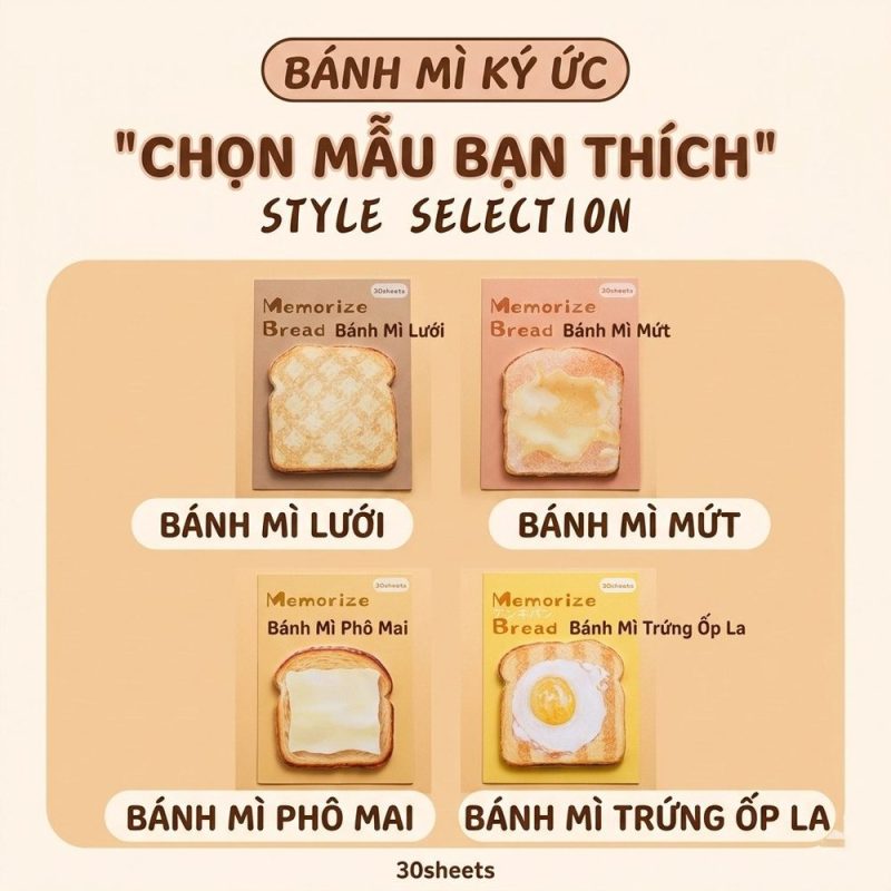 Tập 30 Tờ Giấy Ghi Chú Bánh Mì NO71