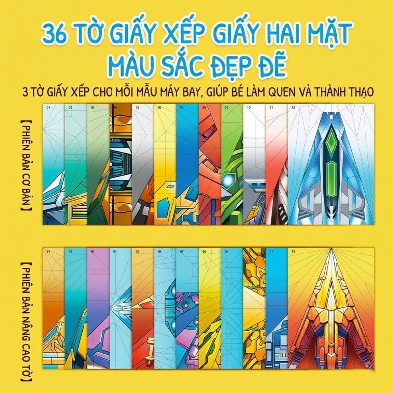 Tập 36 Tờ Giấy Gấp Origami Máy Bay K236