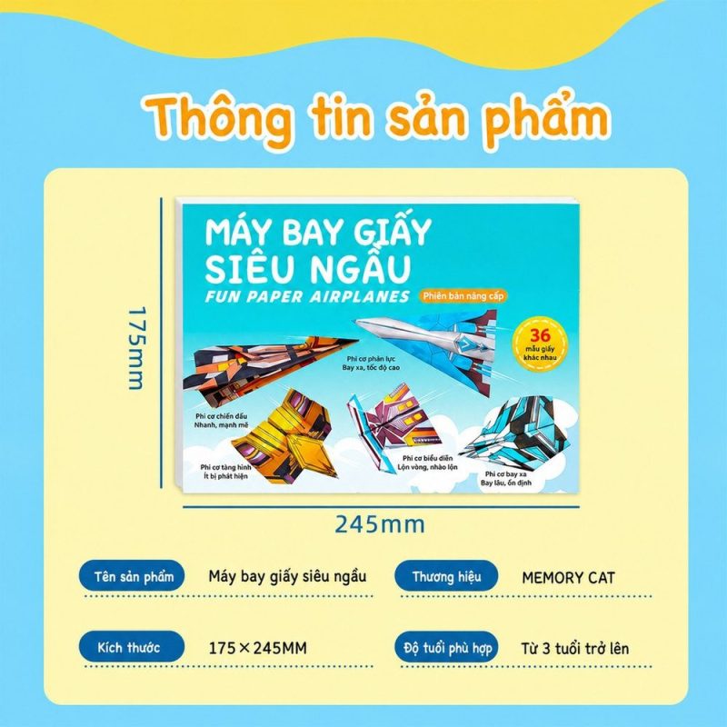 Tập 36 Tờ Giấy Gấp Origami Máy Bay K236