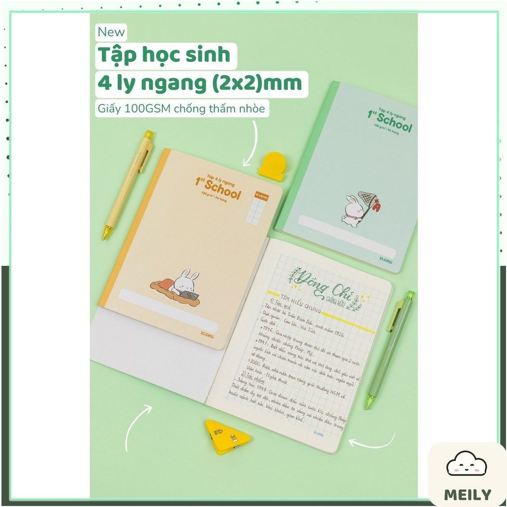 Tập 4 ly dòng ngang 96tr khổ mm 100GSM KLong MS 083