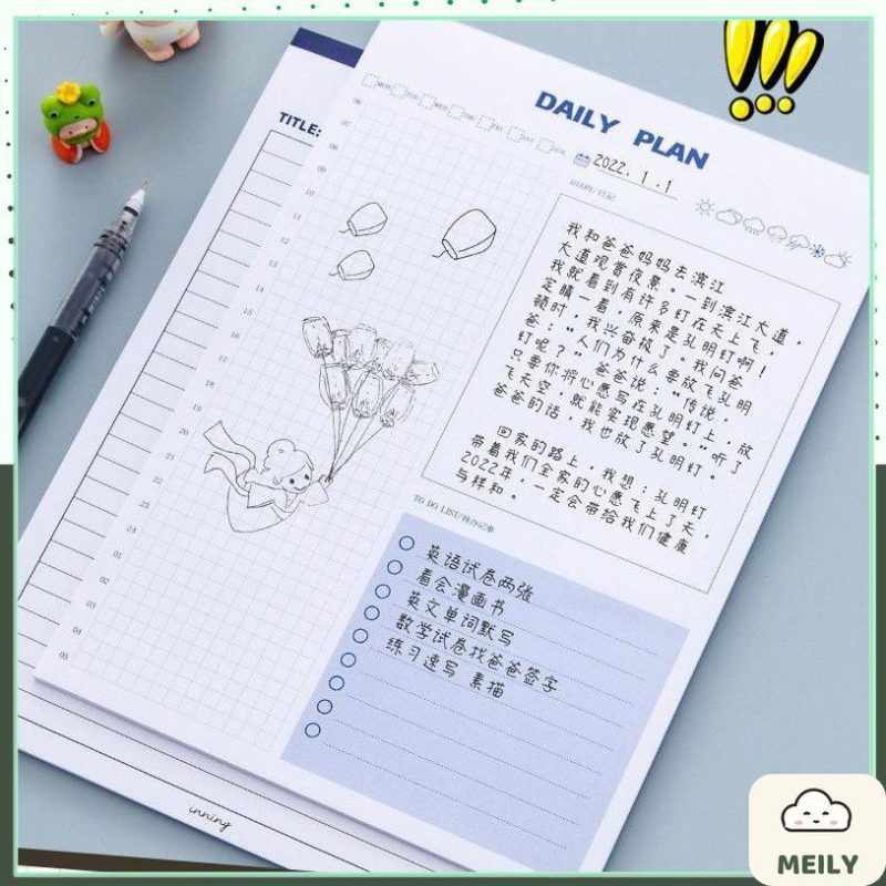 Tập giấy note B5 30 tờ ôn từ mới ngoại ngữ, planner NO42