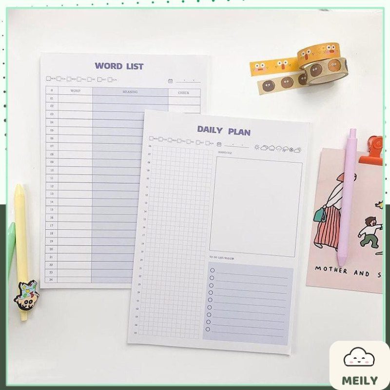 Tập giấy note B5 30 tờ ôn từ mới ngoại ngữ, planner NO42