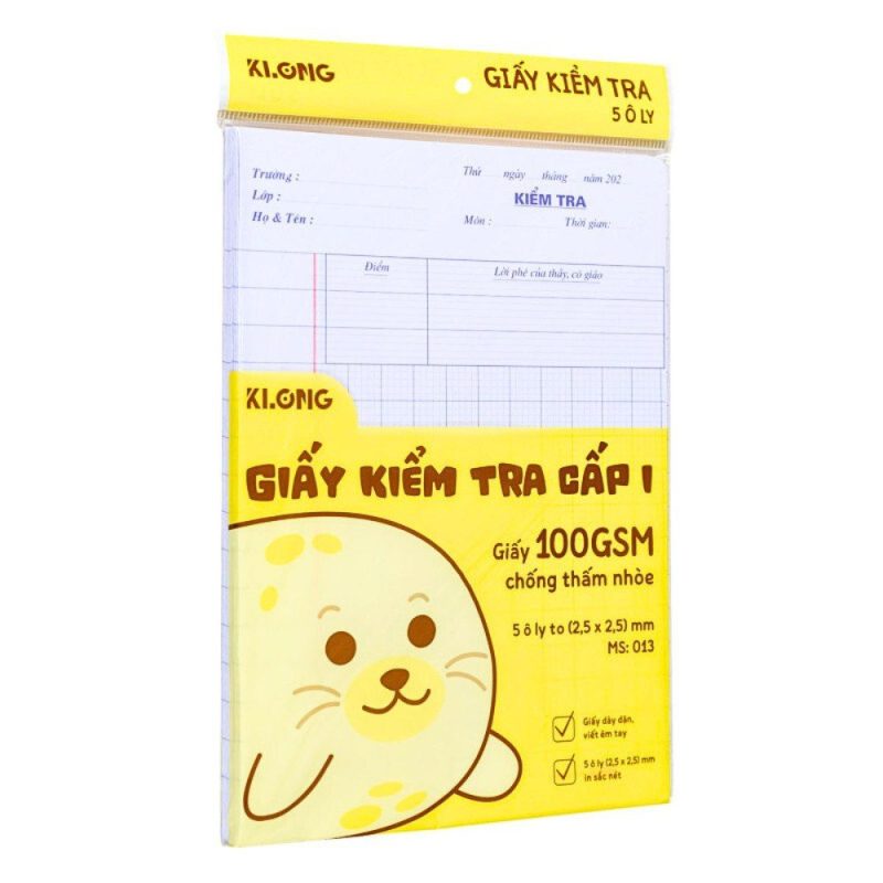 Tập giấy kiểm tra 5 ô ly Klong b5 MS 013