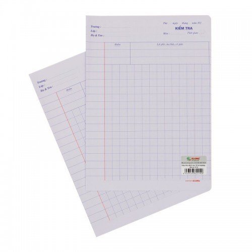 Tập giấy kiểm tra 5 ô ly Klong b5 MS 013 - Giấy kiểm tra cấp I 5 ô ly 15 tờ kép/tập A4 70/92 Klong MS014 [KM]-NN