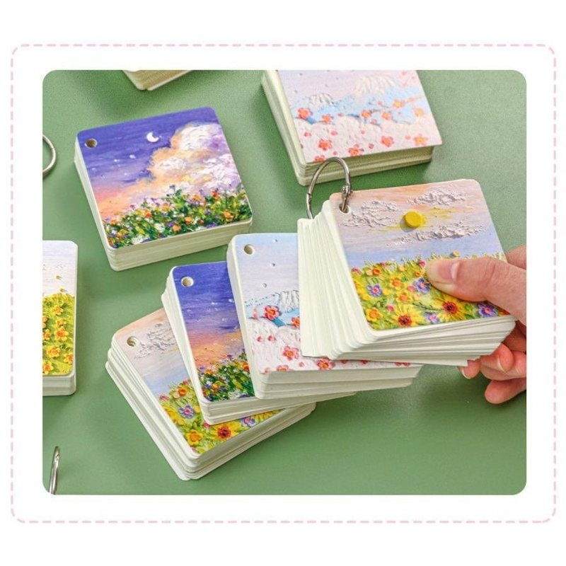 Tập thẻ flashcard vuông hoạt hình học ngoại ngữ - Flashcard ghi chú tranh sơn dầu gshs-3906 NO39