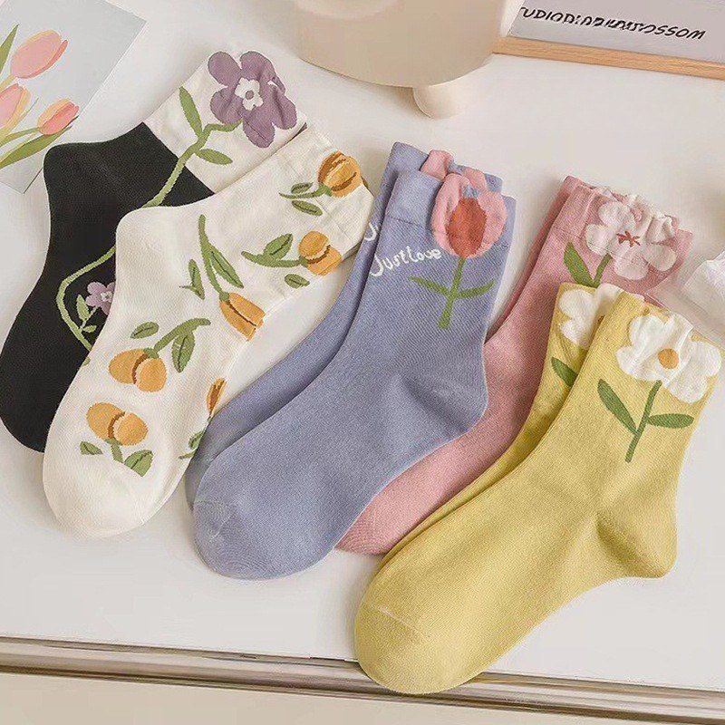 Tất Nữ Họa Tiết Hoa Hàn Quốc BL88