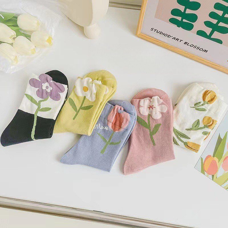 Tất Nữ Họa Tiết Hoa Hàn Quốc BL88