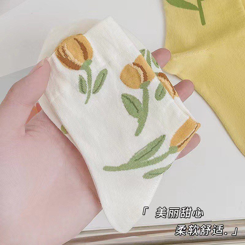 Tất Nữ Họa Tiết Hoa Hàn Quốc BL88