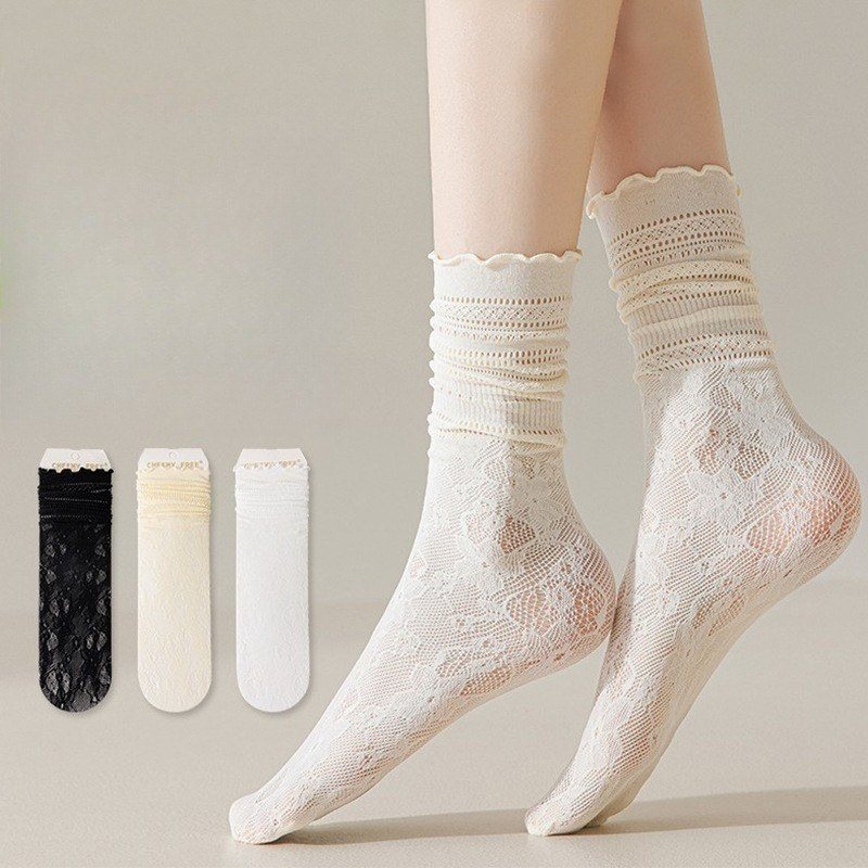 Tất Ren Hè Nữ Viền Bèo BL89 - trắng