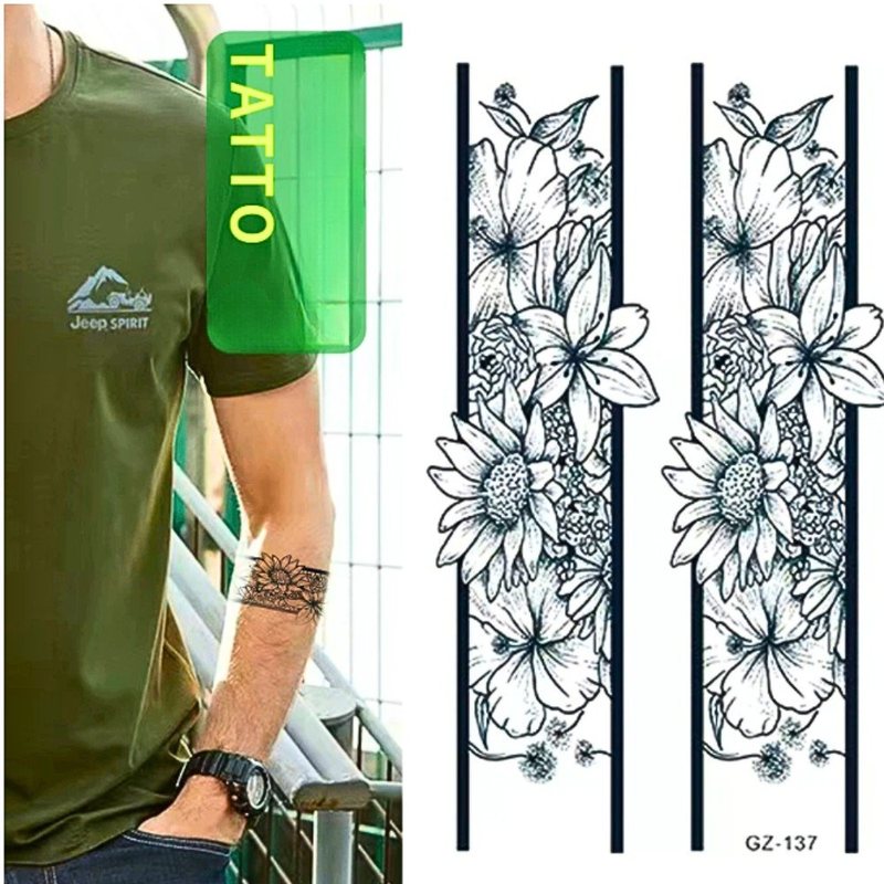 Hình xăm tạm thời GZ hoa văn thảo mộc thiên nhiên lâu trôi - GZ-137