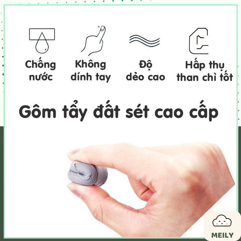 Tẩy đất sét mỹ thuật Meries gôm tẩy được than chì