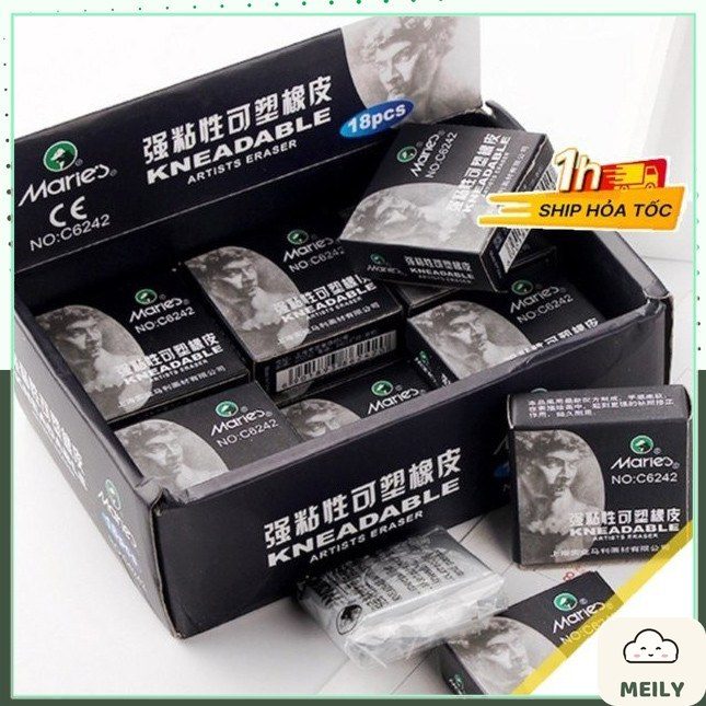 Tẩy đất sét mỹ thuật Meries gôm tẩy được than chì