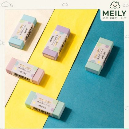 Tẩy Deli 71051 sạch bụi, ít vụn tẩy màu macaron dễ thương, gôm pastel dạng mệm