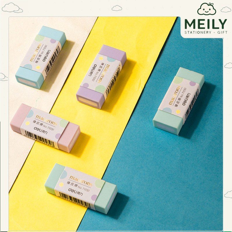 Tẩy Deli 71051 sạch bụi, ít vụn tẩy màu macaron dễ thương, gôm pastel dạng mệm