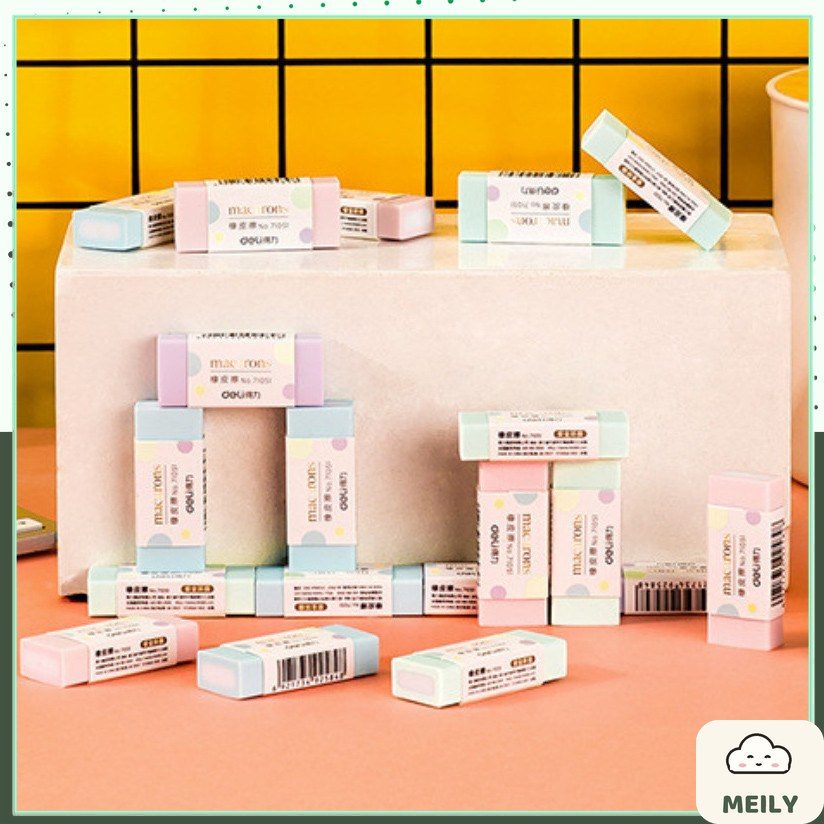 Tẩy Deli 71051 sạch bụi, ít vụn tẩy màu macaron dễ thương, gôm pastel dạng mệm