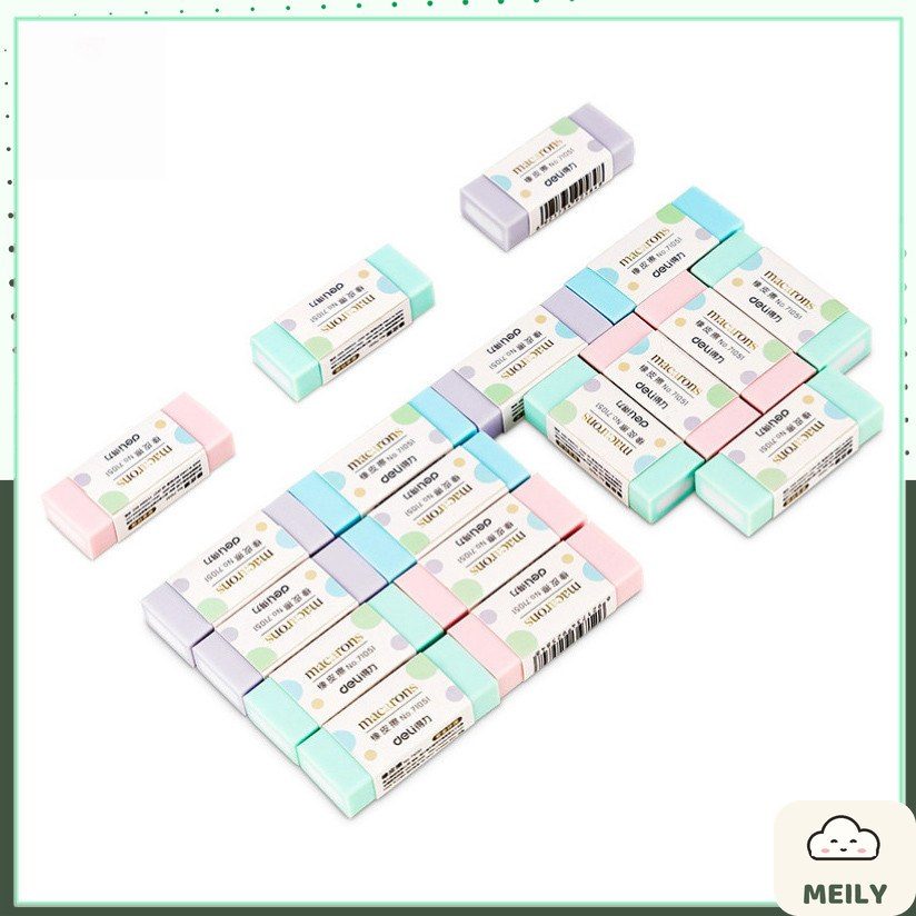 Tẩy Deli 71051 sạch bụi, ít vụn tẩy màu macaron dễ thương, gôm pastel dạng mệm