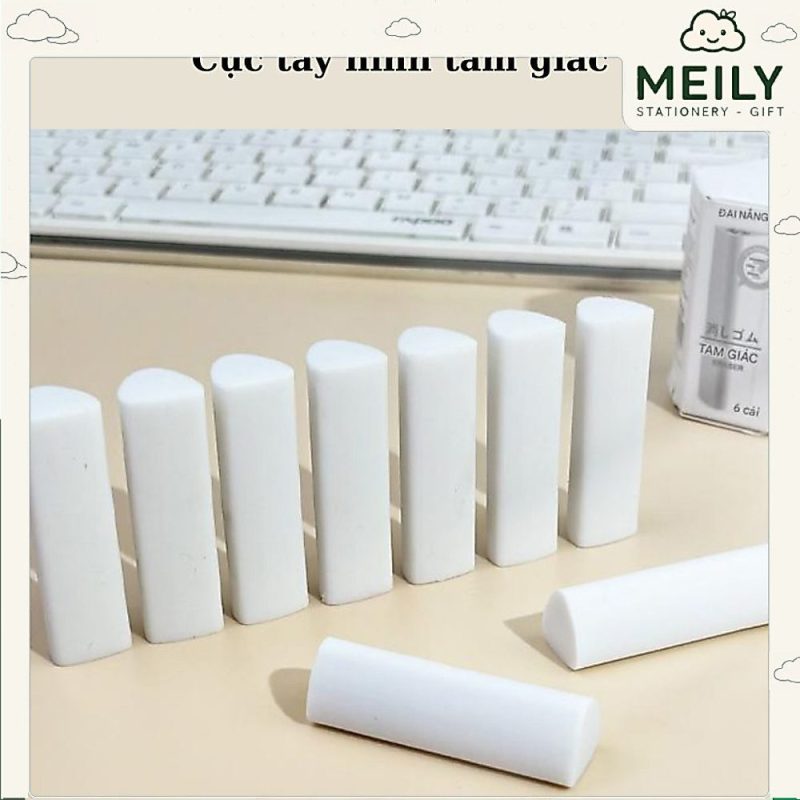 Tẩy gôm 2B 3 cạnh tam giác mềm, siêu sạch ít vụn