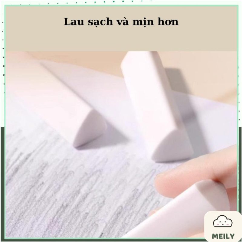 Tẩy gôm 2B 3 cạnh tam giác mềm, siêu sạch ít vụn