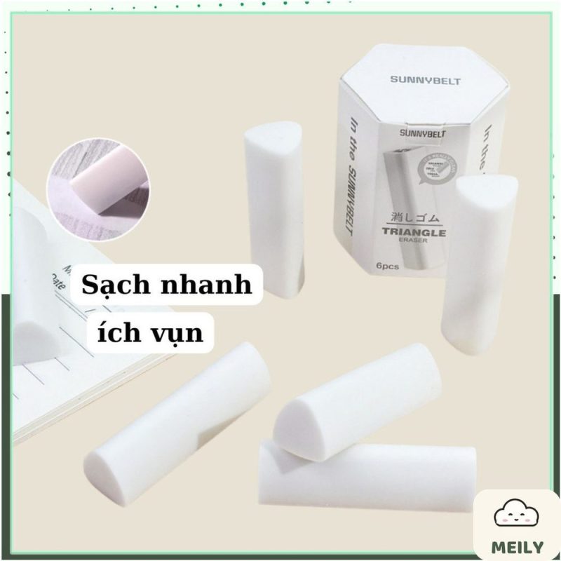 Tẩy gôm 2B 3 cạnh tam giác mềm, siêu sạch ít vụn