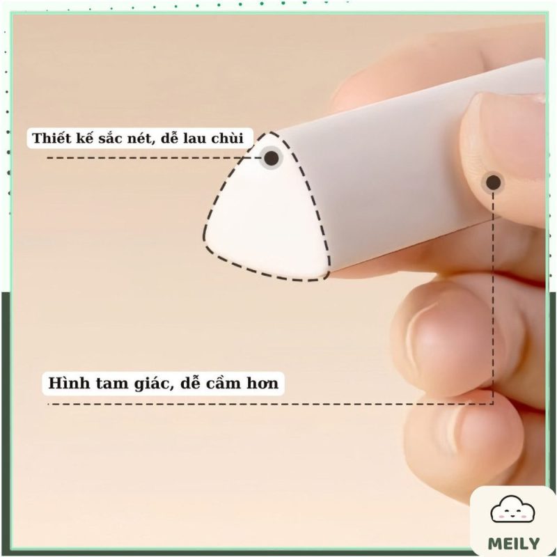 Tẩy gôm 2B 3 cạnh tam giác mềm, siêu sạch ít vụn