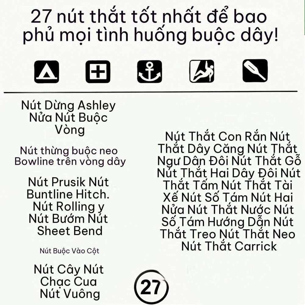 Thẻ Hướng dẫn 27 kiểu thắt nút dây chắc chắn BL144