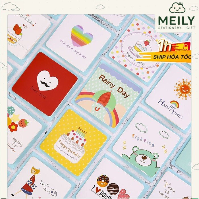 Thiệp chúc mừng mini dễ thương nhiều mẫu kèm bao thư ngoài