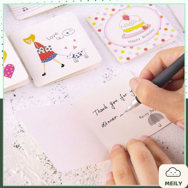Thiệp chúc mừng mini dễ thương nhiều mẫu kèm bao thư ngoài