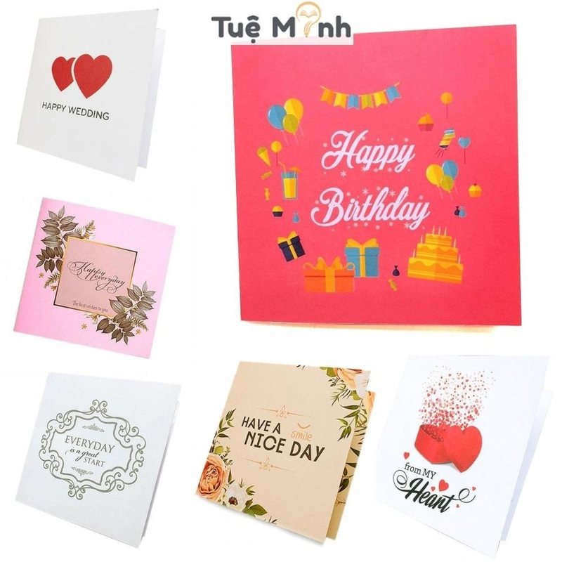 Thiệp chúc mừng 8/3, giáng sinh, sinh nhật, đám cưới - Thiệp vuông gấp 20/11