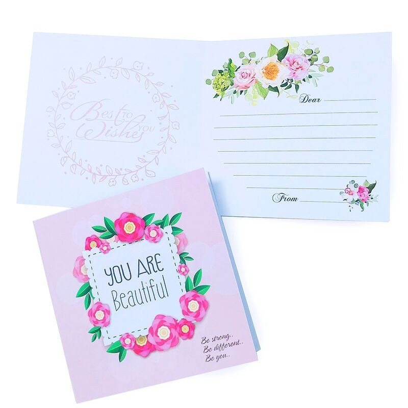 Thiệp chúc mừng 8/3, giáng sinh, sinh nhật, đám cưới - Thiệp Vuông gấp-You are Beautiful