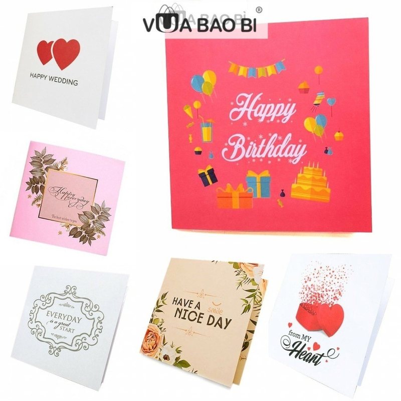 Thiệp chúc mừng 8/3, giáng sinh, sinh nhật, đám cưới - Thiệp Vuông gấp Giáng sinh đỏ