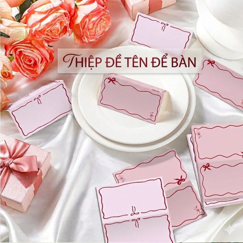 Thiệp ghi tên để bàn hình nơ TE83