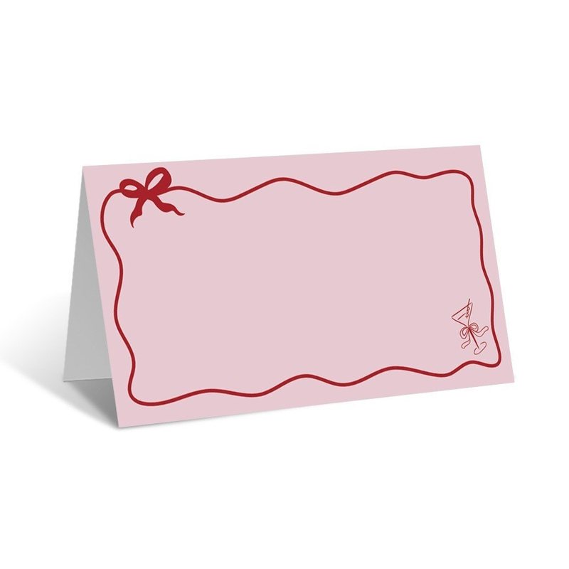 Thiệp ghi tên để bàn hình nơ TE83 - hồng