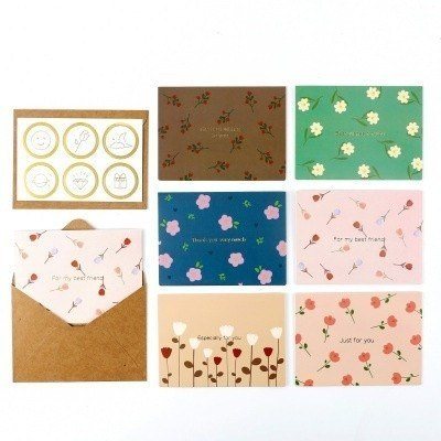 Thiệp giấy kèm bao phong bì 11 x 8.5cm và sticker niêm phong TH14 - Bông hoa