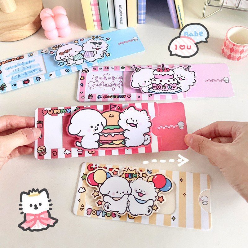 Thiệp Kéo 3D Happy Birthday Cún, Hoa đáng Yêu K223