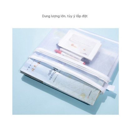 Túi bút dạng lưới xuyên thấu - bóp viết có khoá kéo đựng dụng cụ học tập K06