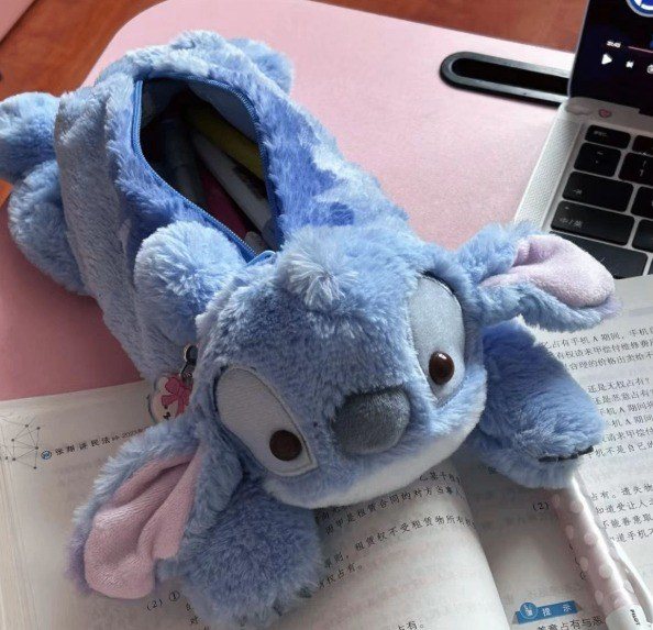Túi Bút Lông Mịn Hình Thú Thiết Kế Ngộ Nghĩnh Dễ Thương Trẻ Em - Túi bút hình Stitch TB24