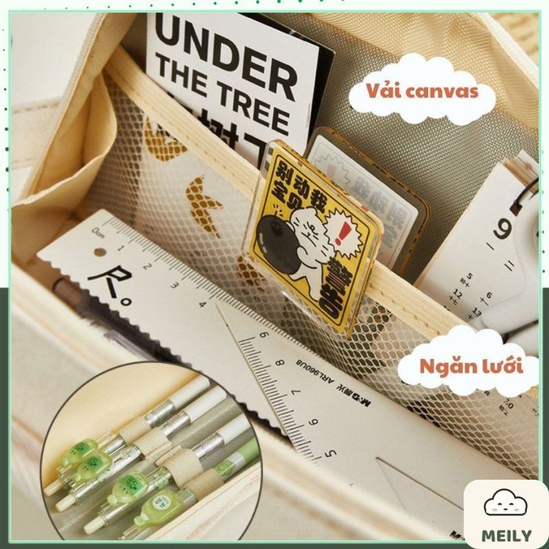 Túi bút vải Canvas 1 ngăn to để được nhiều đồ TB05