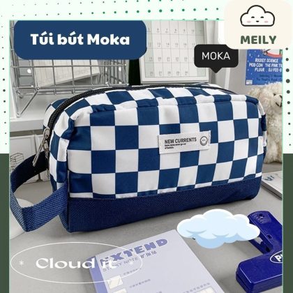 Túi bút vải dù caro cỡ to TB13